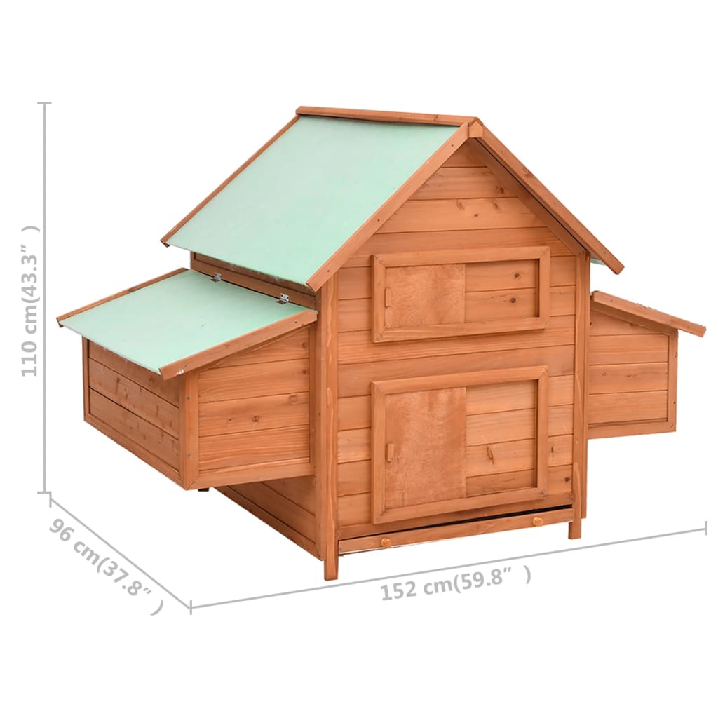 Pollaio 152x96x110 cm in Legno Massello di Abete - homemem39