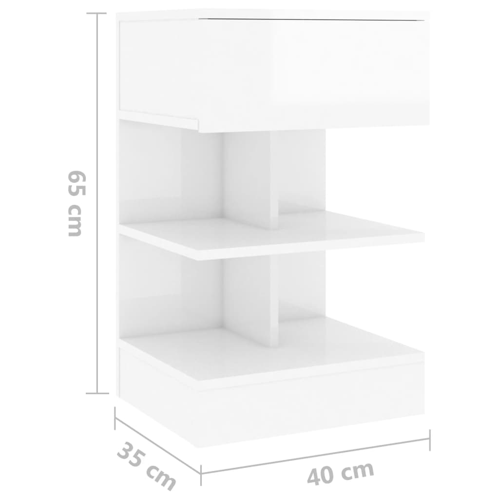 Comodini 2 pz Bianco Lucido 40x35x65 cm - homemem39