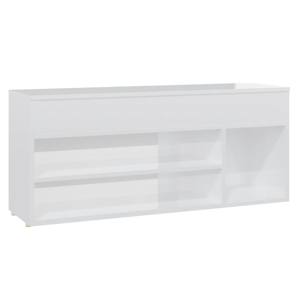 Panca Portascarpe Bianco Lucido 105x30x45 cm in Truciolato - homemem39