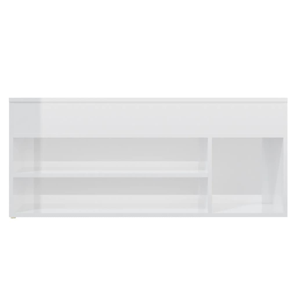 Panca Portascarpe Bianco Lucido 105x30x45 cm in Truciolato - homemem39