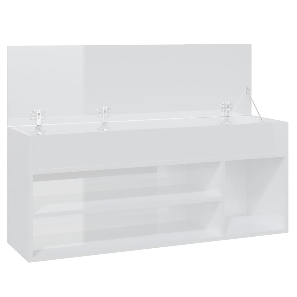 Panca Portascarpe Bianco Lucido 105x30x45 cm in Truciolato - homemem39