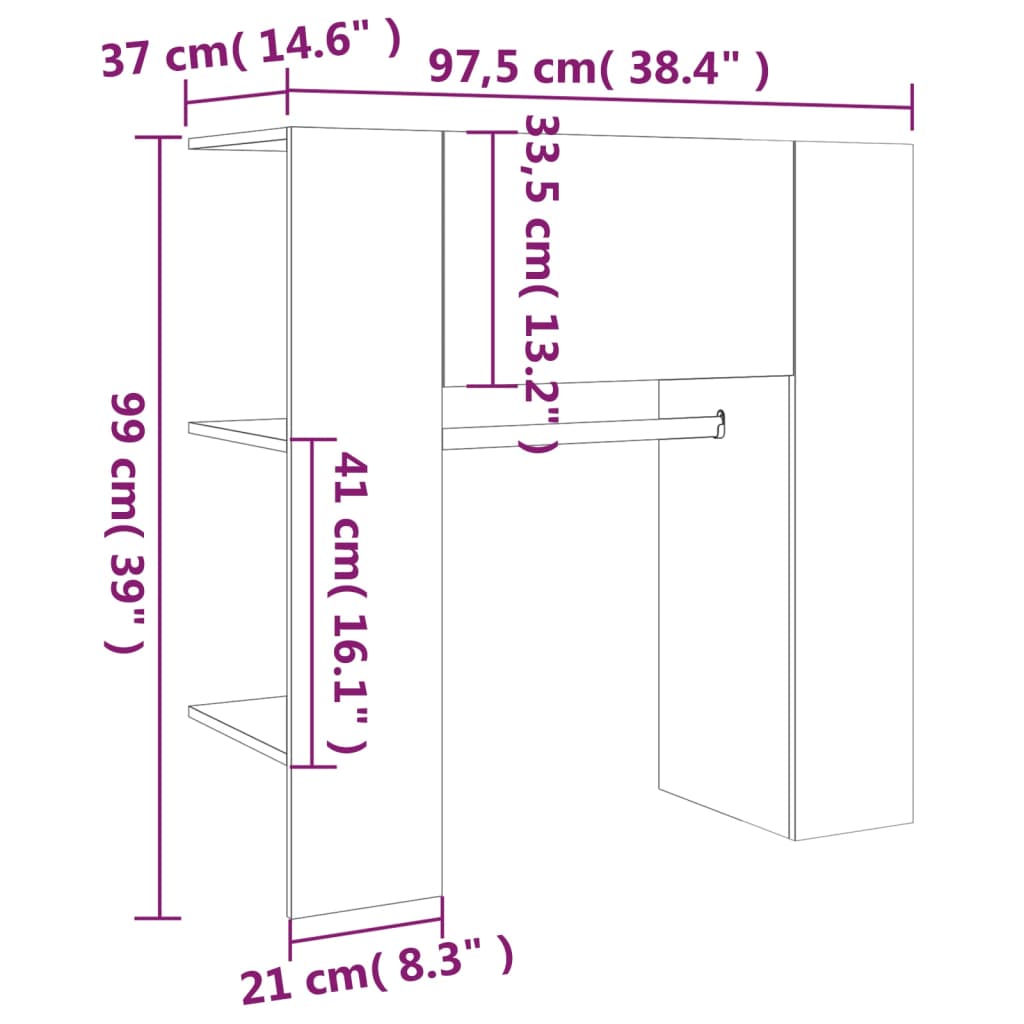 Scaffale Ingresso Grigio Cemento 97,5x37x99cm Legno Multistrato - homemem39