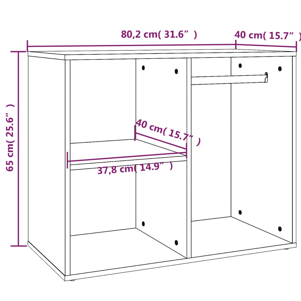 Armadietto per Cosmetici Bianco 80x40x65 cm Legno Multistrato - homemem39