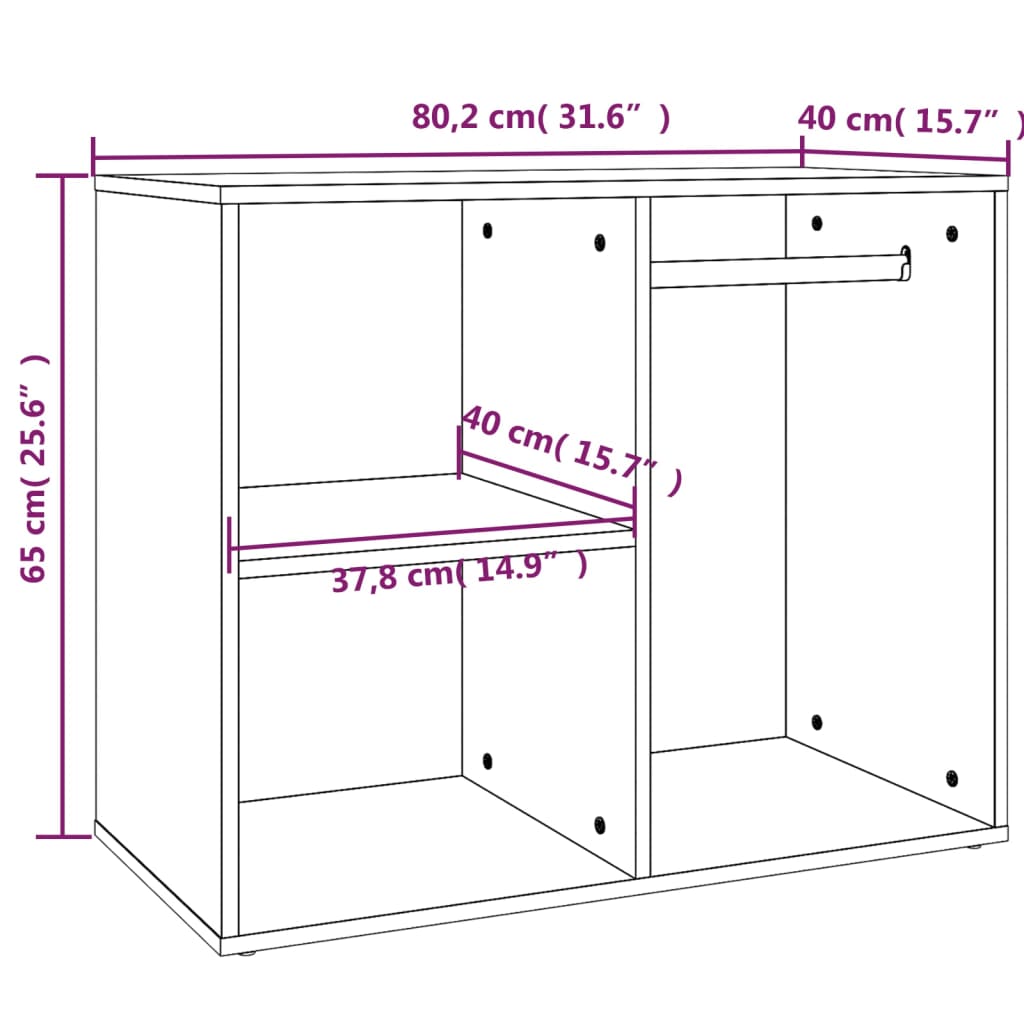 Armadietto Cosmetici Bianco Lucido 80x40x65cm Legno Multistrato - homemem39