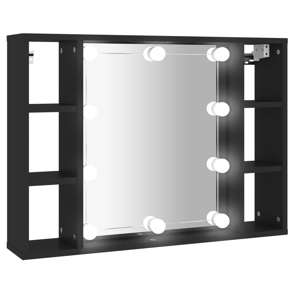 Mobile a Specchio con LED Nero 76x15x55 cm - homemem39