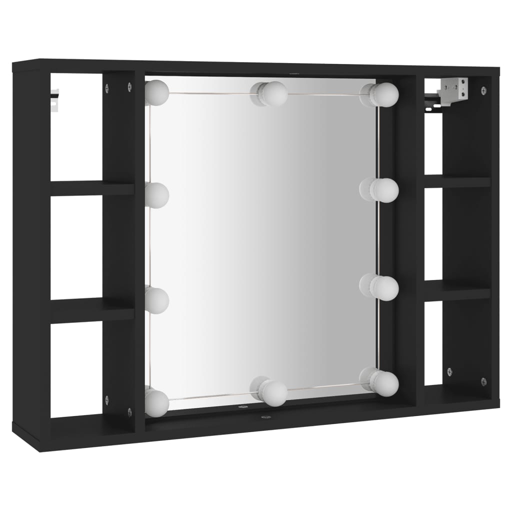 Mobile a Specchio con LED Nero 76x15x55 cm - homemem39