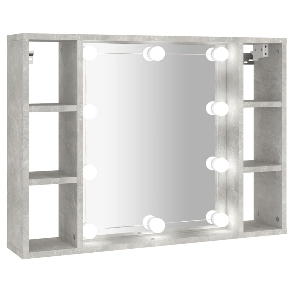 Mobile a Specchio con LED Grigio Cemento 76x15x55 cm - homemem39