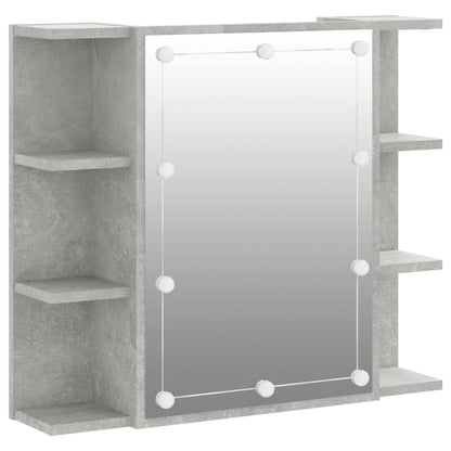 Mobile a Specchio con LED Grigio Cemento 70x16,5x60 cm - homemem39