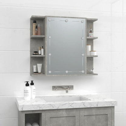 Mobile a Specchio con LED Grigio Cemento 70x16,5x60 cm - homemem39