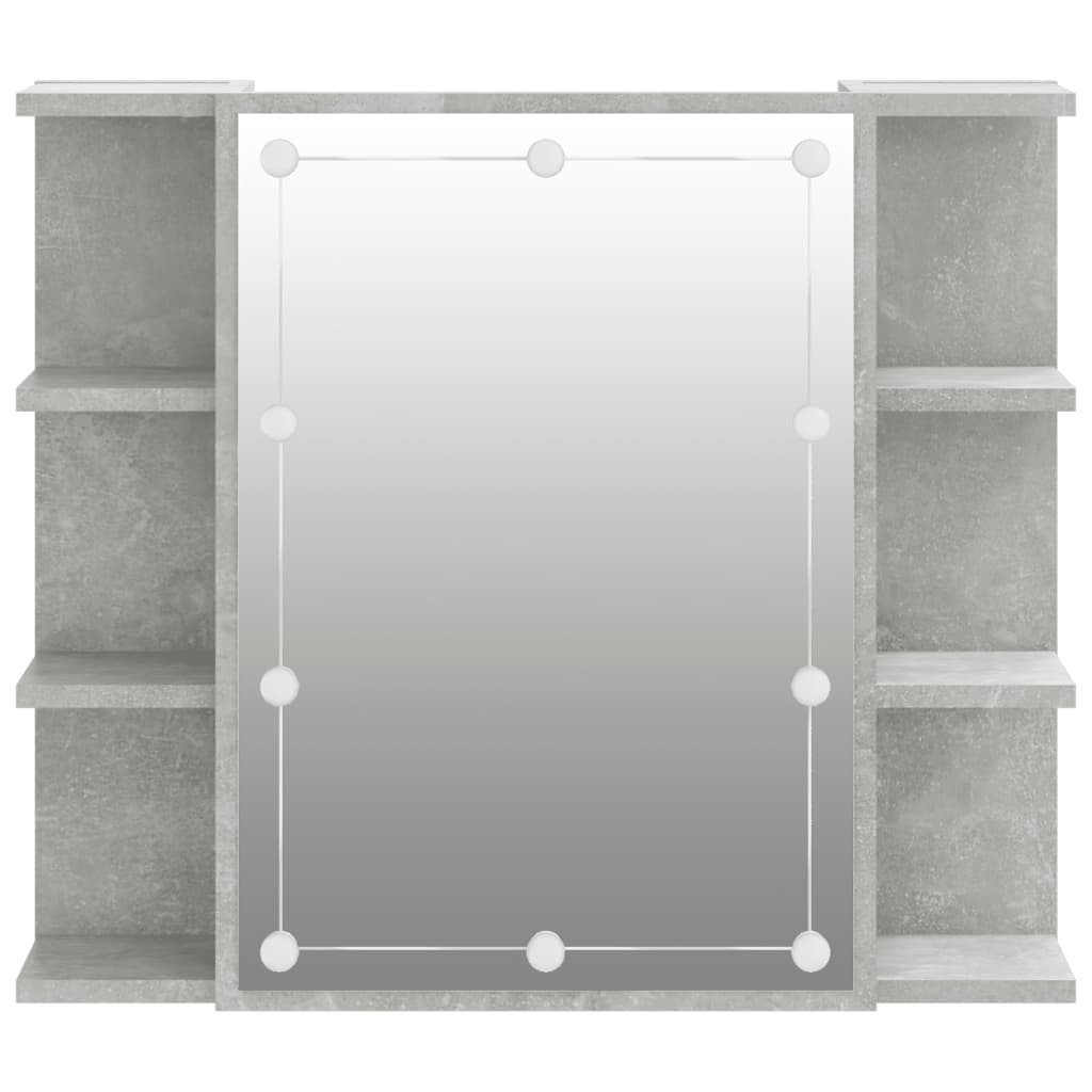 Mobile a Specchio con LED Grigio Cemento 70x16,5x60 cm - homemem39