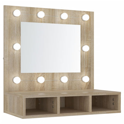 Mobile a Specchio con LED Rovere Sonoma 60x31,5x62 cm - homemem39