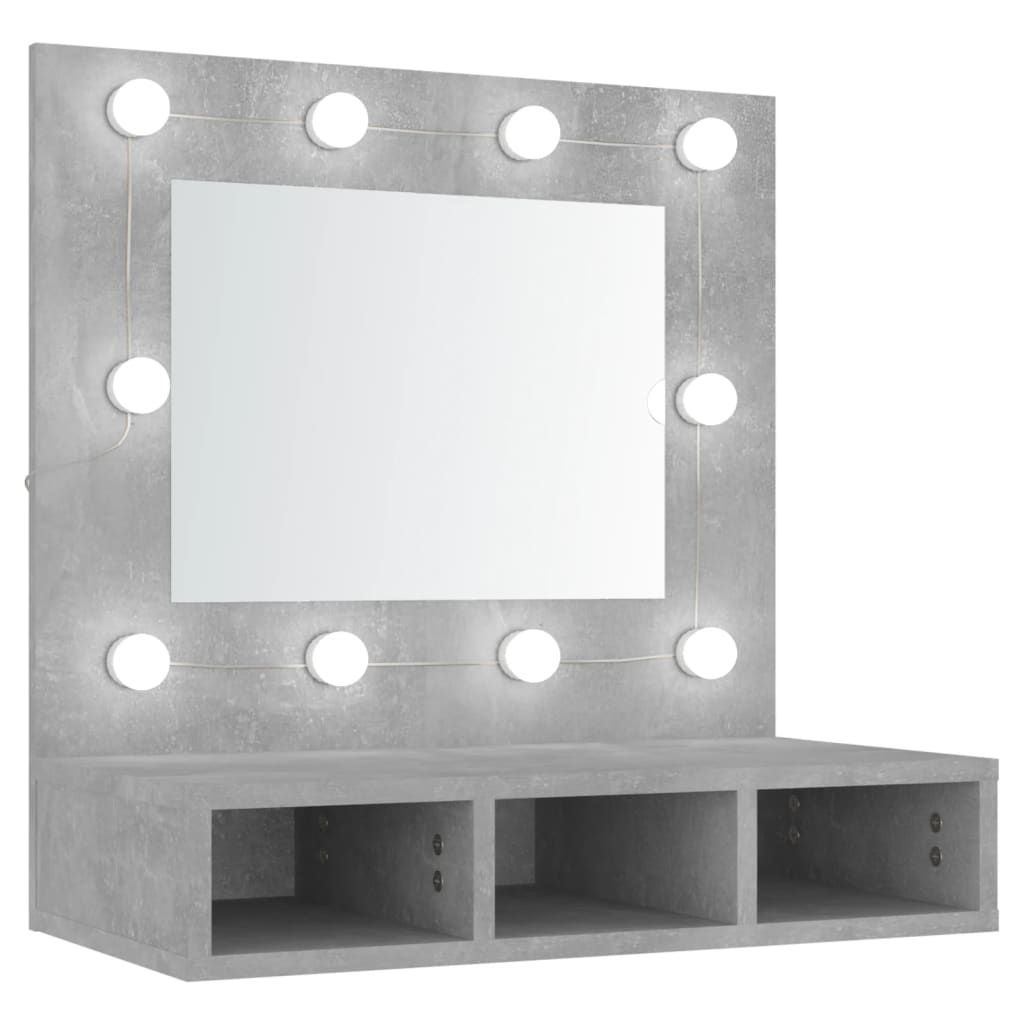 Mobile a Specchio con LED Grigio Cemento 60x31,5x62 cm - homemem39