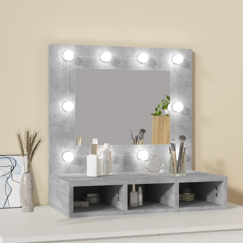 Mobile a Specchio con LED Grigio Cemento 60x31,5x62 cm - homemem39