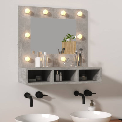 Mobile a Specchio con LED Grigio Cemento 60x31,5x62 cm - homemem39
