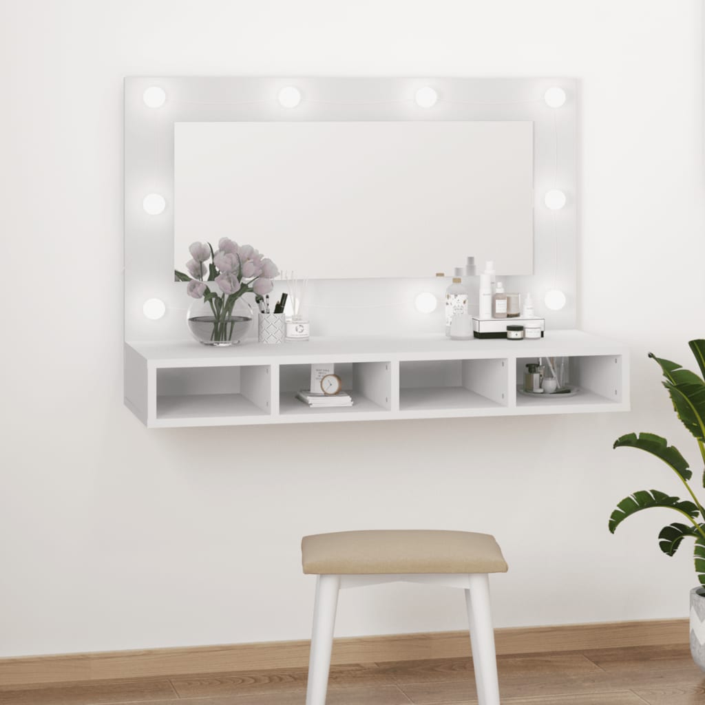 Mobile a Specchio con LED Bianco 90x31,5x62 cm - homemem39