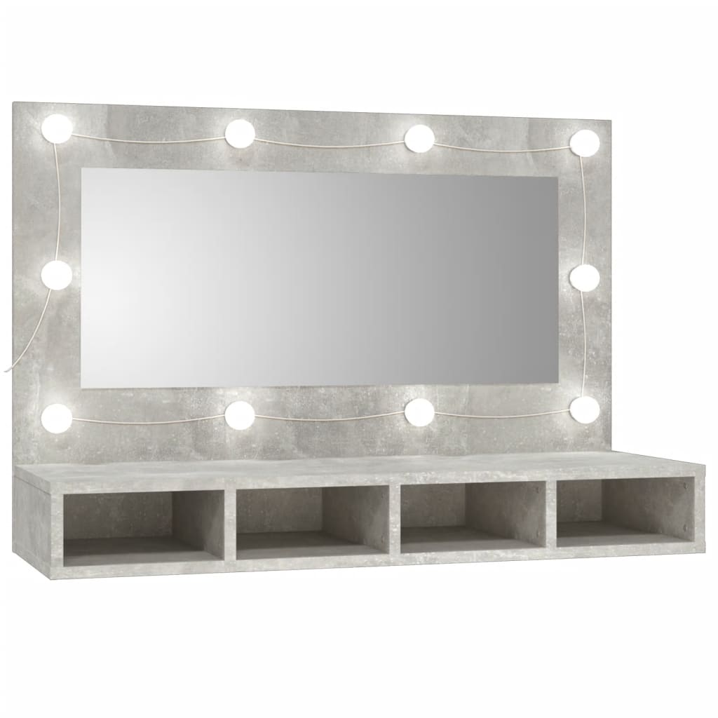 Mobile a Specchio con LED Grigio Cemento 90x31,5x62 cm - homemem39