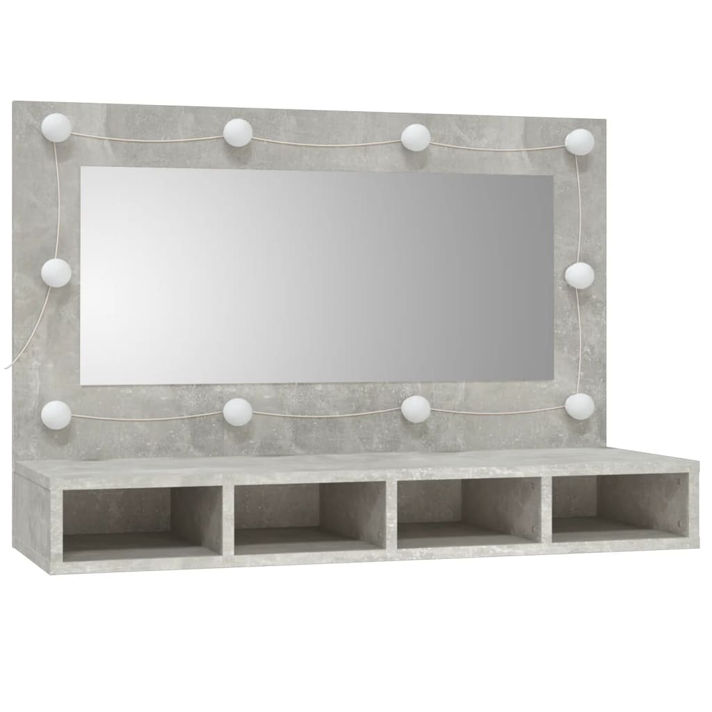 Mobile a Specchio con LED Grigio Cemento 90x31,5x62 cm - homemem39