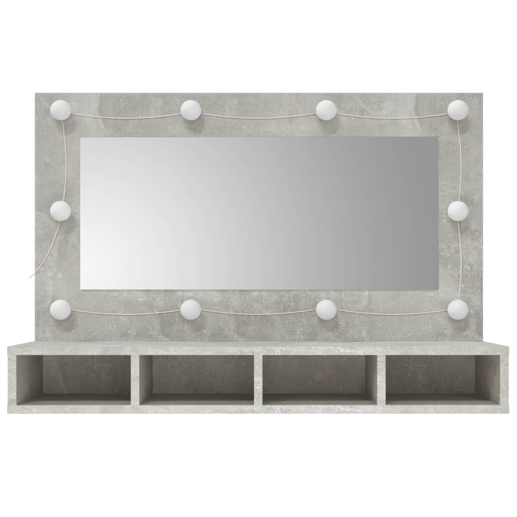Mobile a Specchio con LED Grigio Cemento 90x31,5x62 cm - homemem39
