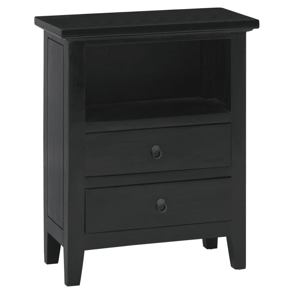 Comodino Nero 60x30x75 cm in Legno Massello di Mogano - homemem39