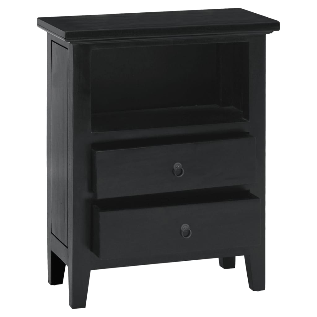 Comodino Nero 60x30x75 cm in Legno Massello di Mogano - homemem39