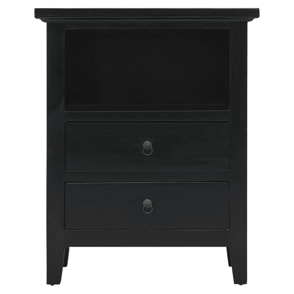 Comodino Nero 60x30x75 cm in Legno Massello di Mogano - homemem39