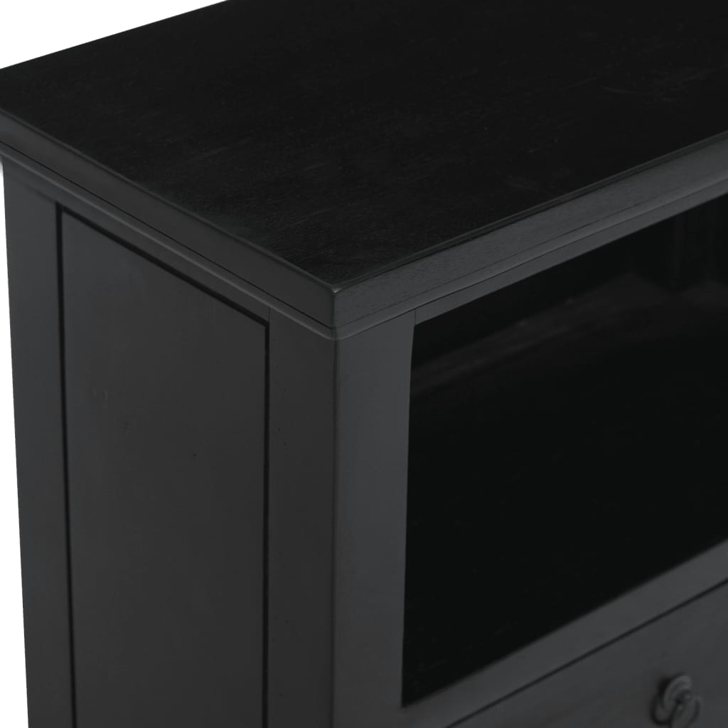 Comodino Nero 60x30x75 cm in Legno Massello di Mogano - homemem39