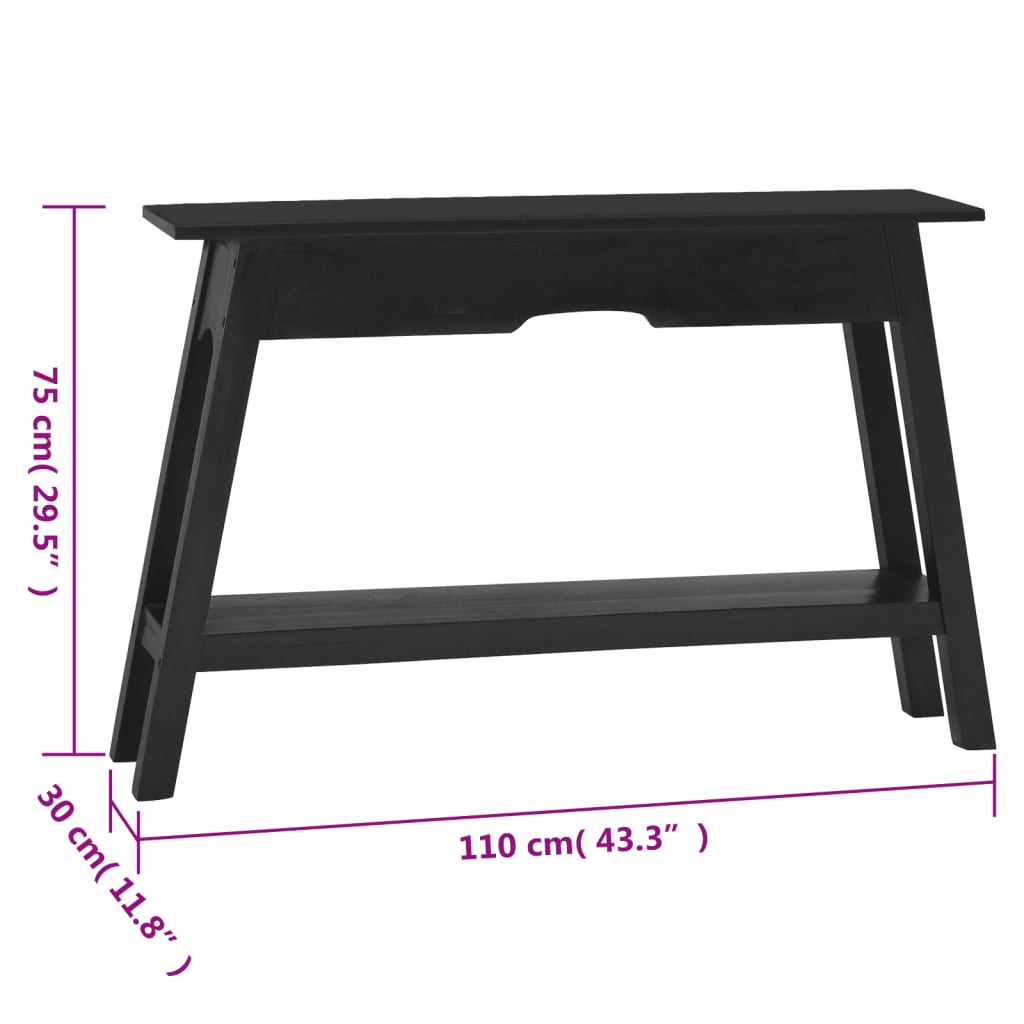 Tavolo Consolle Nero 110x30x75 cm in Legno Massello di Mogano - homemem39