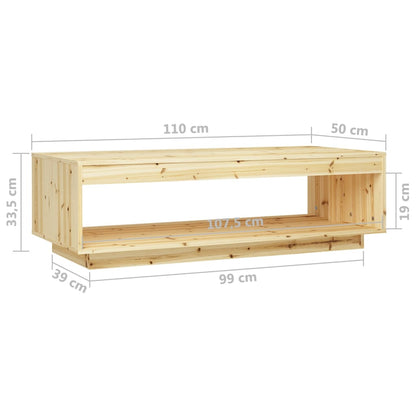 Tavolino da Salotto 110x50x33,5 cm in Legno Massello di Abete - homemem39