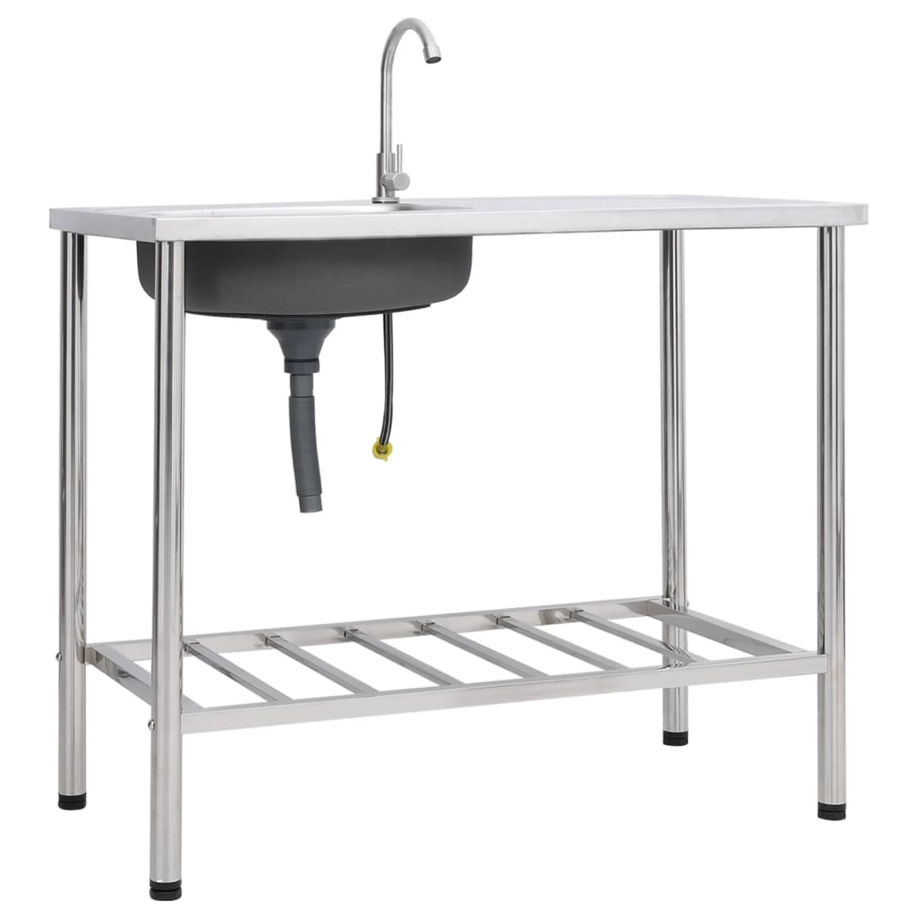 Lavello da Campeggio Vasca Singola con Rubinetto Acciaio Inox - homemem39