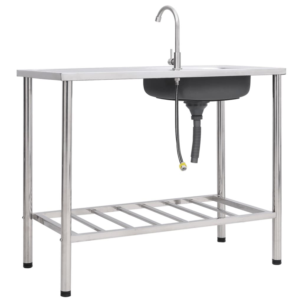 Lavello da Campeggio Vasca Singola con Rubinetto Acciaio Inox - homemem39