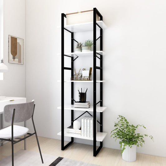 Libreria a 5 Ripiani Bianca 60x30x175 cm in Truciolato - homemem39