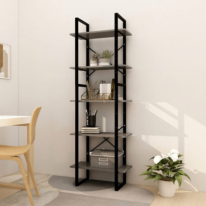 Libreria a 5 Ripiani Grigia 60x30x175 cm in Legno di Pino - homemem39