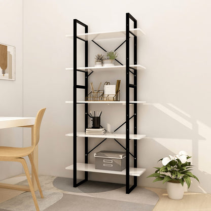 Libreria a 5 Ripiani Bianca 80x30x175 cm in Truciolato - homemem39