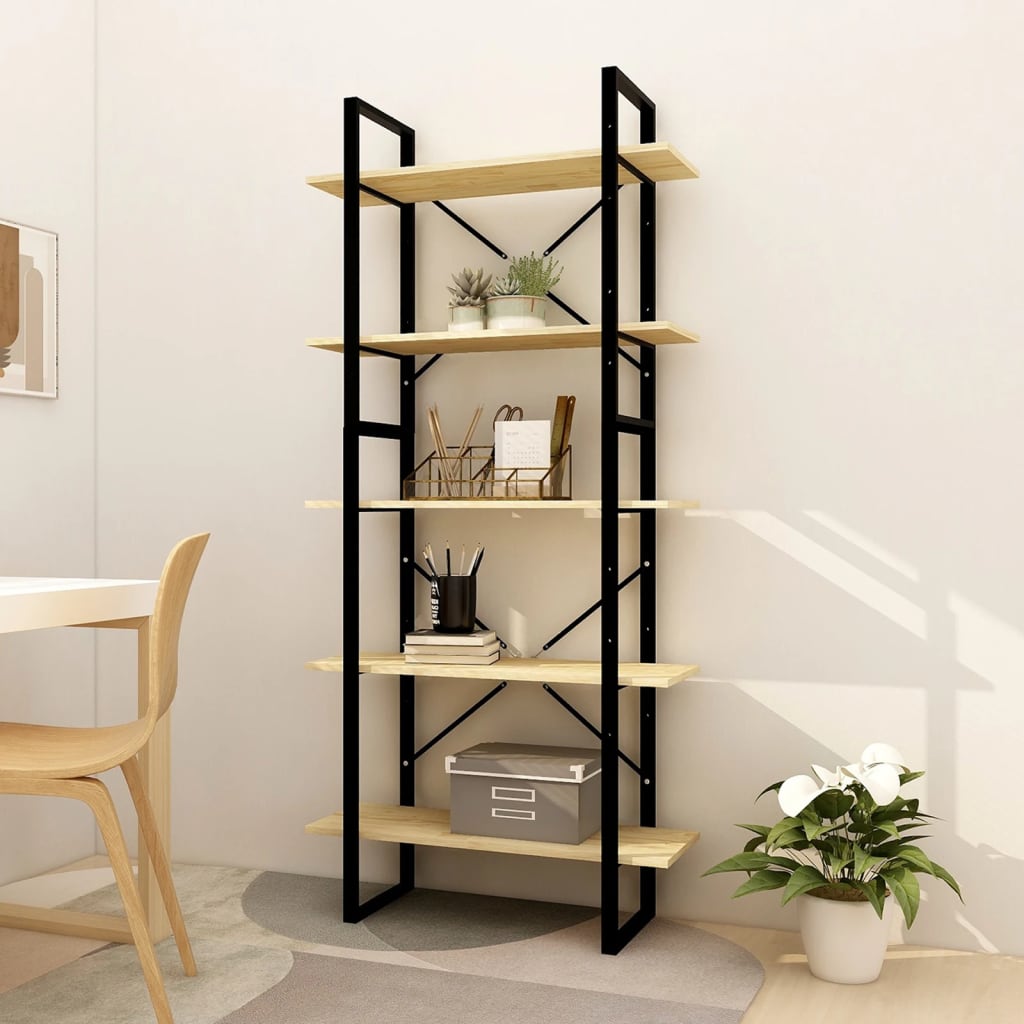 Libreria a 5 Ripiani 80x30x175 cm in Legno di Pino - homemem39