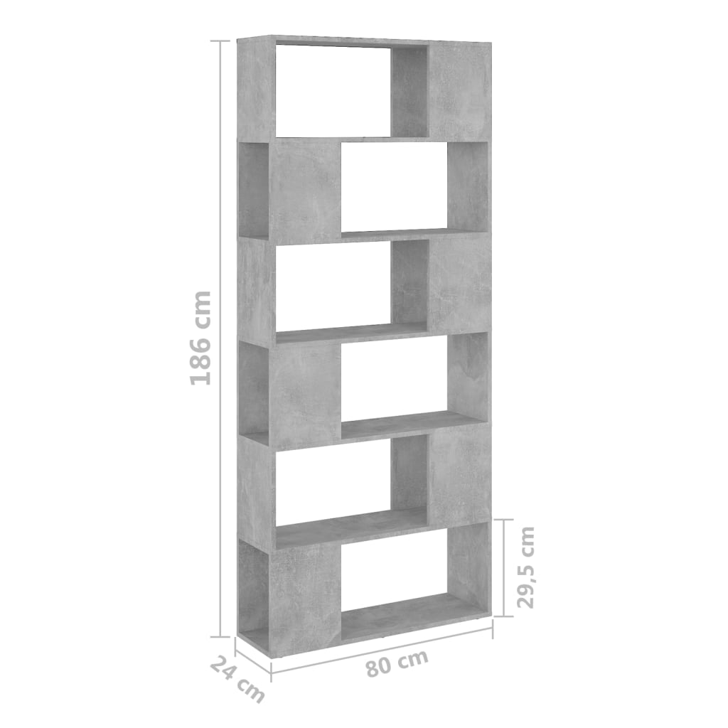 Libreria/Divisorio Grigio Cemento 80x24x186 cm in Truciolato - homemem39