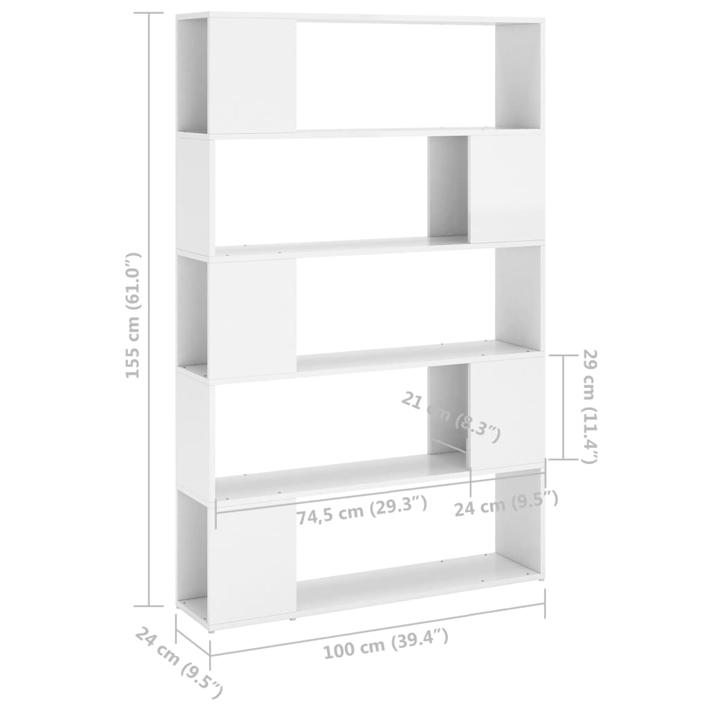 Libreria/Divisorio Bianco Lucido in Legno Multistrato - homemem39