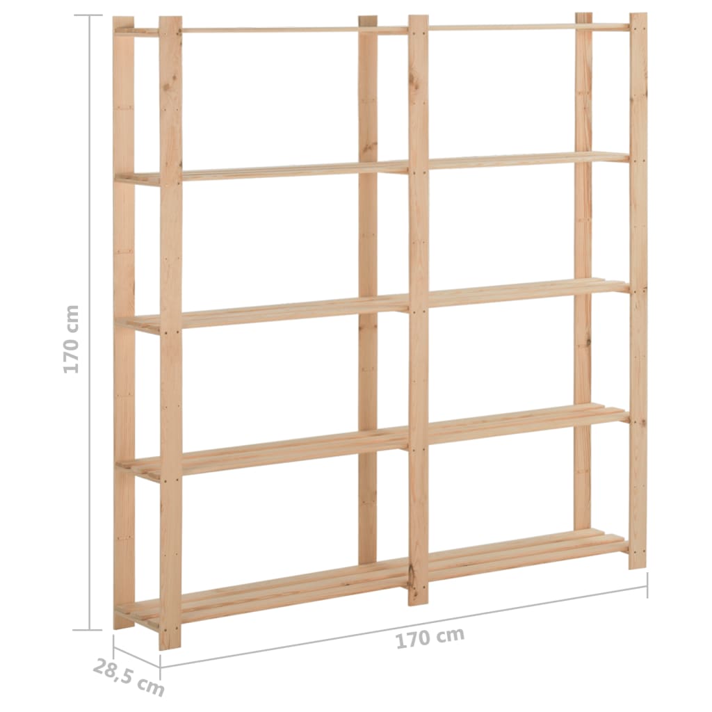 Scaffale a 5 Livelli 170x28,5x170 cm in Legno Massello di Pino - homemem39