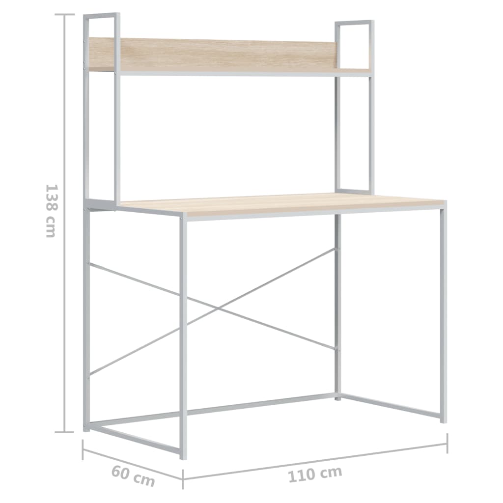 Scrivania per Computer Bianco e Rovere 110x60x138cm Truciolato - homemem39