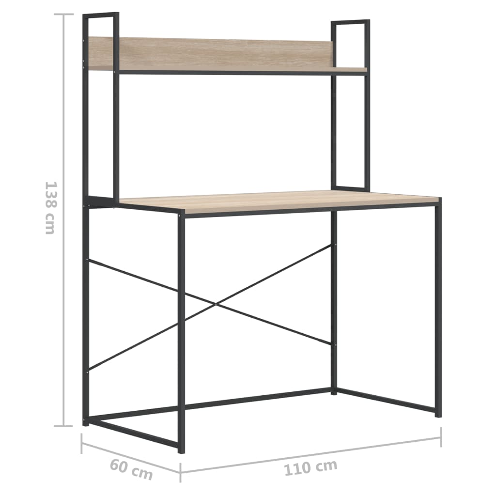 Scrivania per Computer Nero e Rovere 110x60x138cm in Truciolato - homemem39