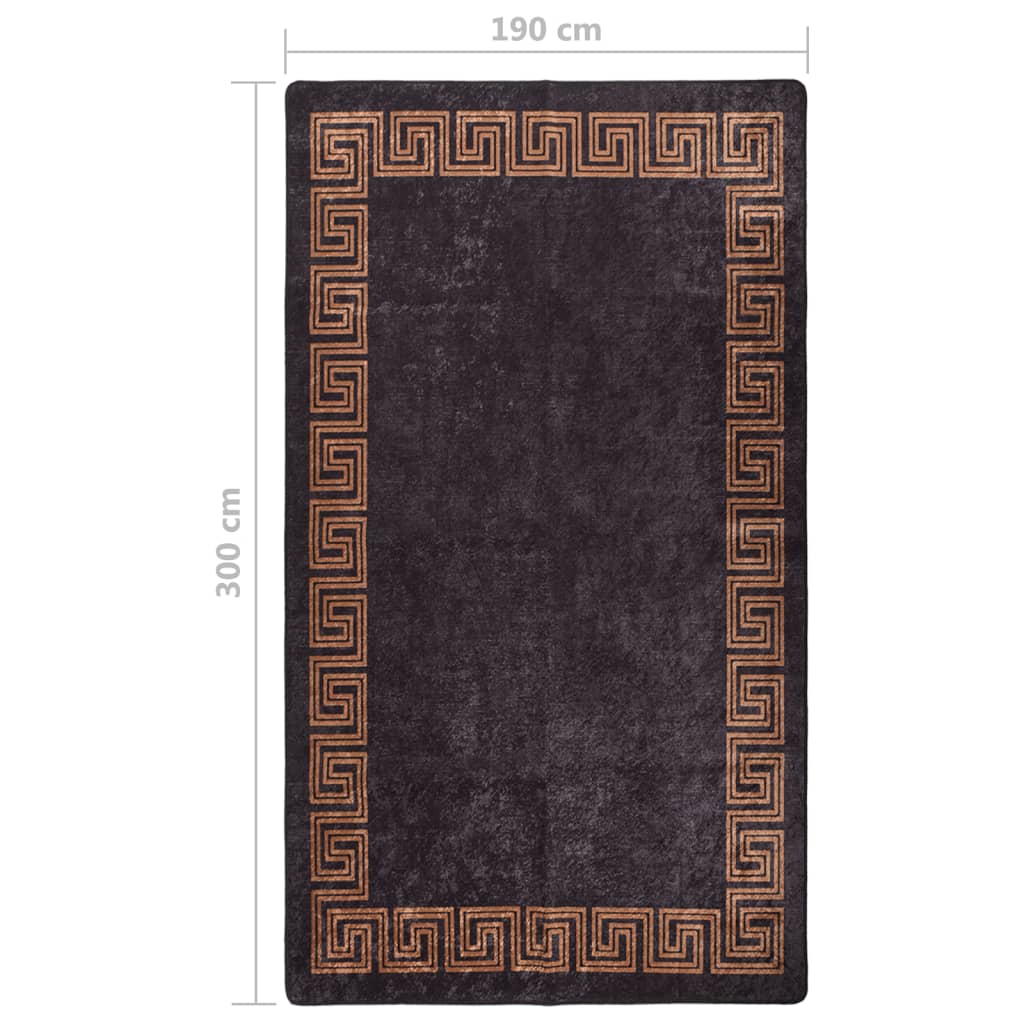 Tappeto Lavabile 190x300 cm Nero e Oro Antiscivolo - homemem39