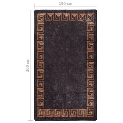 Tappeto Lavabile 190x300 cm Nero e Oro Antiscivolo - homemem39