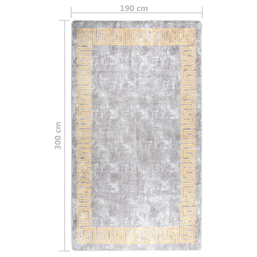 Tappeto Lavabile 190x300 cm Grigio Antiscivolo - homemem39