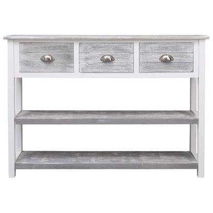 Credenza Grigio Antico 108x30x76 cm Legno Massello di Paulownia - homemem39