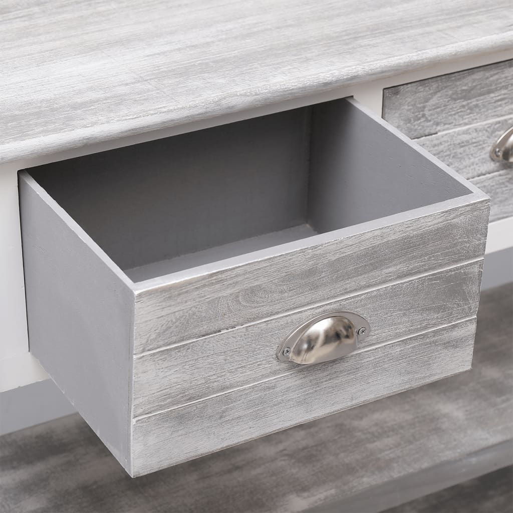 Credenza Grigio Antico 108x30x76 cm Legno Massello di Paulownia - homemem39