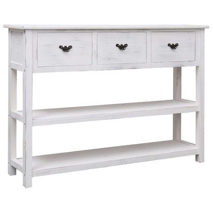 Credenza Bianco Antico 108x30x76 cm Legno Massello di Paulonia - homemem39