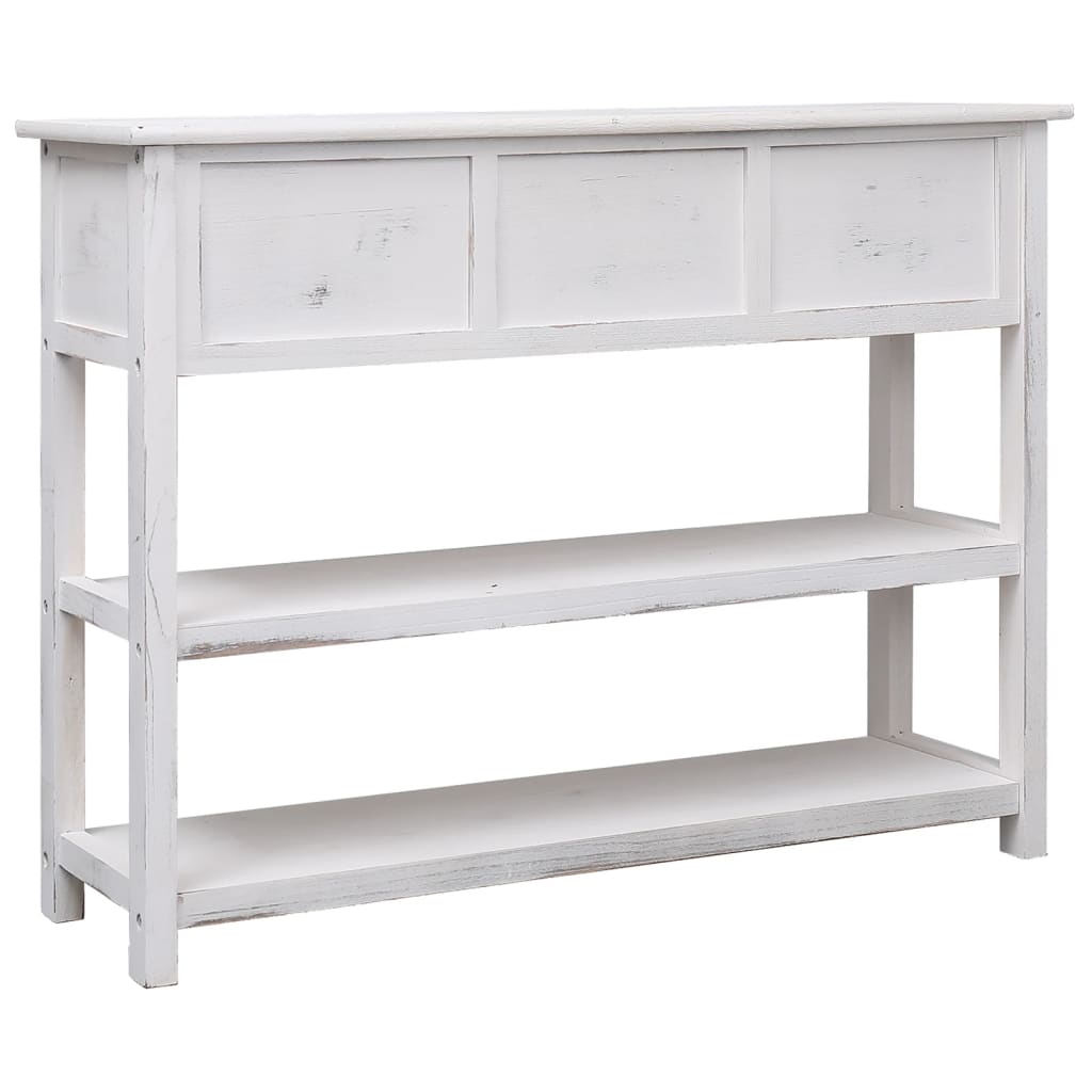 Credenza Bianco Antico 108x30x76 cm Legno Massello di Paulonia - homemem39