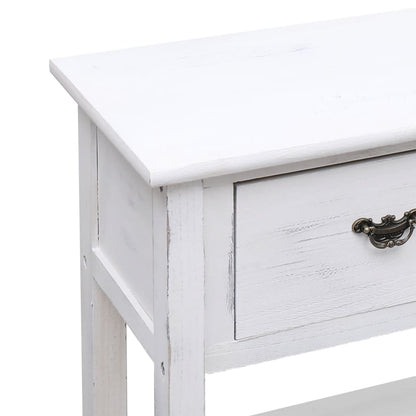 Credenza Bianco Antico 108x30x76 cm Legno Massello di Paulonia - homemem39