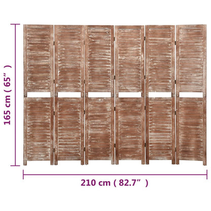 Divisorio 6 Pannelli Marrone 210x165cm Legno Massello Paulownia - homemem39