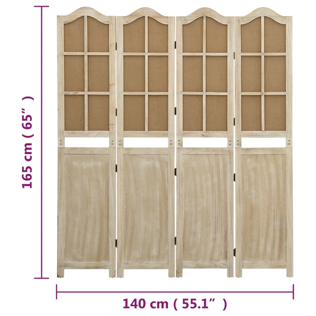 Divisorio a 4 Pannelli Marrone 140x165 cm in Tessuto - homemem39