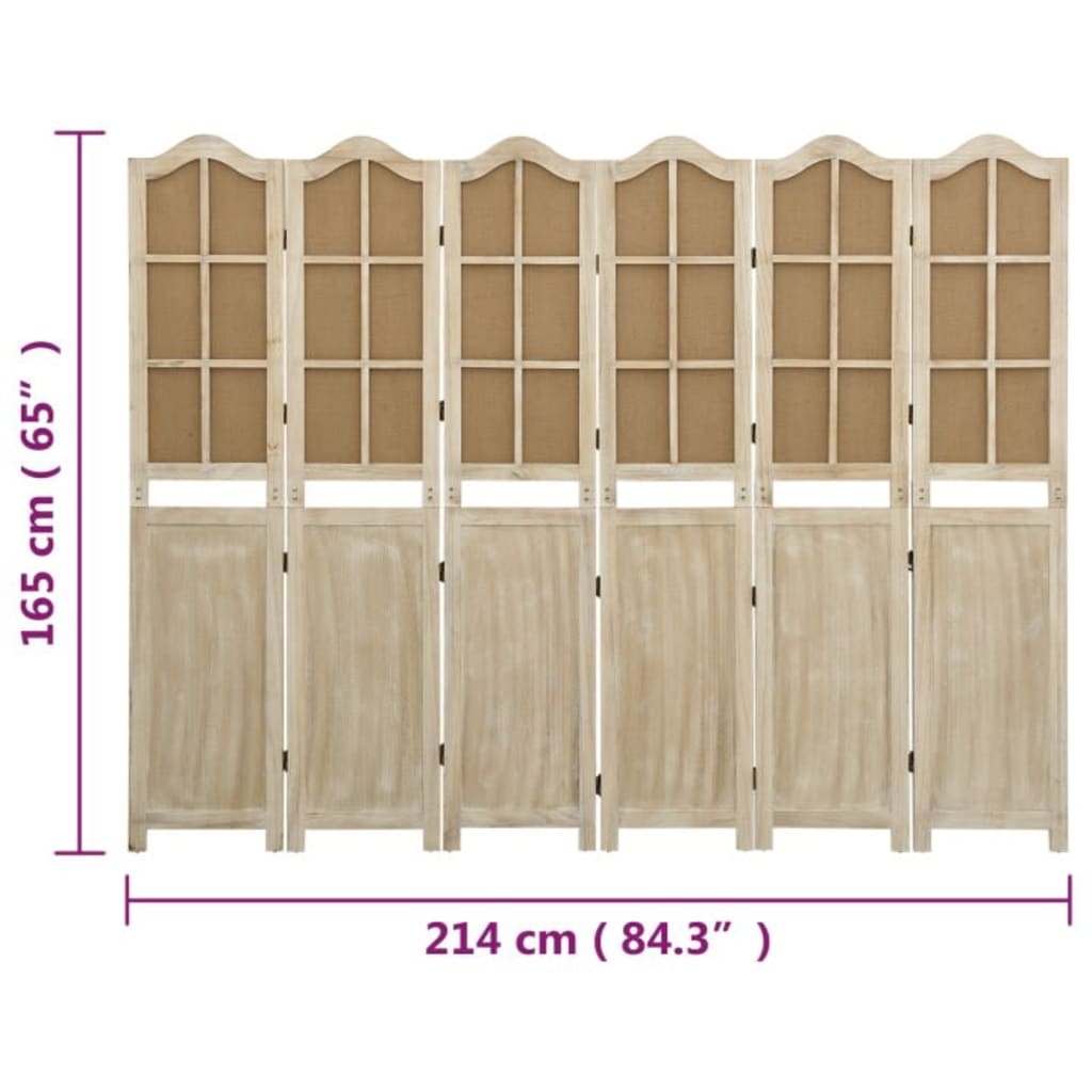 Divisorio a 6 Pannelli Marrone 214x165 cm in Tessuto - homemem39